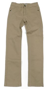 Béžové plátěné kalhoty GEMO