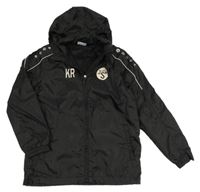 Černá šusťáková sportovní bunda s potiskem a kapucí Jako