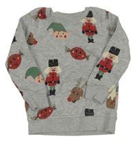 Šedá melírovaná mikina s obrázky George