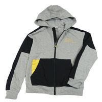 Šedo-černá propínací mikina s nápisy a kapucí L&D