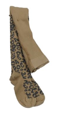 Nové - Hnědo-černé leopardí punčocháče 