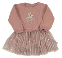 Růžové teplákové šaty s vílou a tylovou sukní Tu