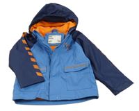 Tmavomodro-modrá nepromokavá jarní bunda s bagrem a kapucí PlayShoes