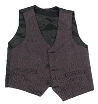 Vínovo-černá vzorovaná společenská vesta 