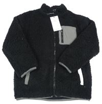 Nové - Černá huňatá podšitá bunda s kapsou M&S