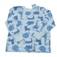Nové - Světlemodré pruhované triko se zvířátky Matalan