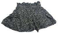 Černo-smetanová květovaná sukně s všitými kraťasy Zara
