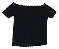 Černé žabičkové tričko s lodičkovým výstřihem Primark 