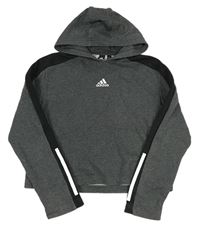 Šedá crop mikina s logem a kapucí Adidas