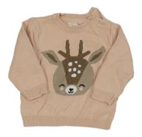 Broskvový svetr se srnkou H&M