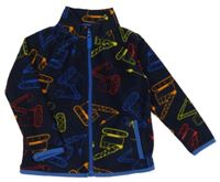 Tmavomodrá fleecová propínací mikina s bagry Dunnes