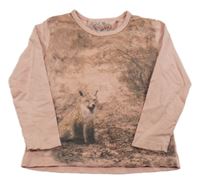 Světlerůžové triko s liškou Staccato