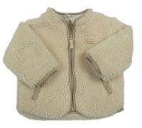 Béžová huňatá podšitá bunda s nášivkou H&M