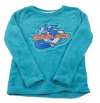 Azurová chlupatá mikina s drakem 