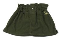 Olivová manšestrová sukně s hvězdičkami