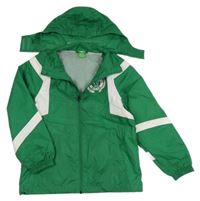 Zeleno-bílá šusťáková fotbalová bunda s ukrývací kapucí Erima