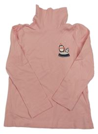 Světlerůžové triko s tučňáky a rolákem Lupilu