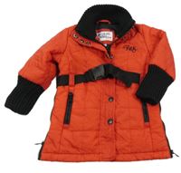 Červeno-černá šusťáková zimní parka s páskem R&S