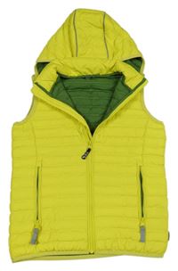Limetková šusťáková prošívaná zateplená vesta s kapucí Jako-o
