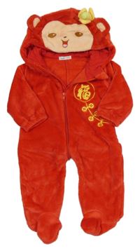 Červená plyšová kombinéza s opičkou 
