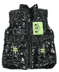 Černá šusťáková prošívaná zateplená bunda 