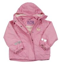 Světlerůžová šusťáková jarní bunda s kočkou a odepínací kapucí Pocopiano