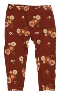 Karmínové květované teplákové legíny C&A