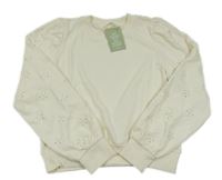 Nové - Smetanová crop mikina s dirkovaným vzorem H&M