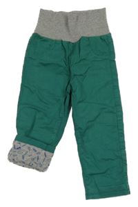 Zelené plátěné podšité kalhoty 
