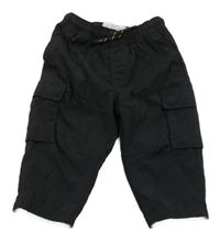 Černé šusťákové podšité kalhoty s kapsami Zara 