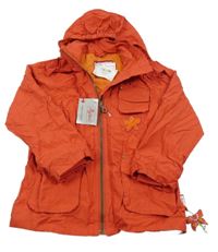 Nové - Červená šusťáková jarní bunda s motýlkem a kapucí Sigikid 