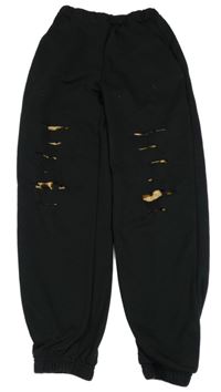 Černo-béžové tepláky s dírami Shein