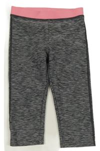 Šedé melírované sportovní capri legíny s růžovým pasem H&M