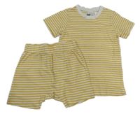 2set - Žluto-bílé pruhované tričko + kraťasy H&M