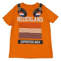 Oranžové tričko se sluchátky C&A