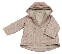 Světlerůžová nepromokavá květovaná jarní bunda s kapucí So Cute