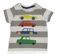 Šedo-bílé pruhované tričko s auty H&M