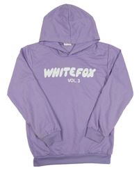 Levandulová mikina s nápisem a kapucí 