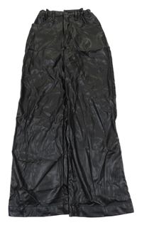 Černé koženkové flare kalhoty H&M