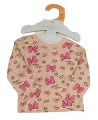 Broskvové triko s mašlemi - Minnie a motýlky PRIMARK
