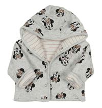 Světlešedý puntíkatý melírovaný zateplený kabátek s Minnie a kapucí Primark