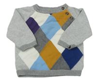 Šedo-pestrý melírovaný károvaný svetr H&M