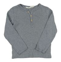 Modro-šedé melírované triko s knoflíčky H&M