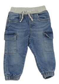 Světlemodré cargo cuff teplákové rifle s úpletovým pasem C&A