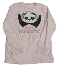 Světlerůžová plyšová pyžamová mikina s pandou 