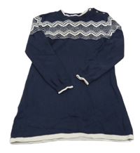 Tmavomodro-bílé pletené šaty se vzorem Next