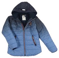 Modrá ombré prošívaná šusťáková zimní bunda s kapucí Kids