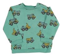 Světletyrkysová mikina s nákladními auty M&S