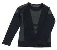 Černé thermo triko s pruhy a vzorem crivit