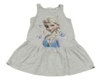 Světlešedé melírované šaty s Elsou a motýlky H&M